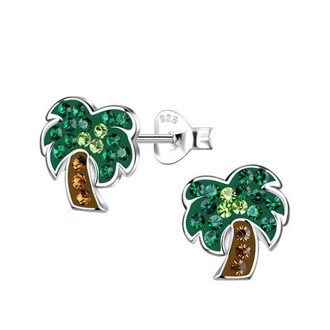 Silver Jd Sterling Silver Coconut Tree Ear Studs Jd