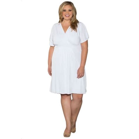 Shop Sealed With A Kiss Women S Plus Size White V Neck Casual Dress Free Shipping Today