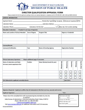 Fillable Online Healthandwelfare Idaho Director Appraisal Form Idaho