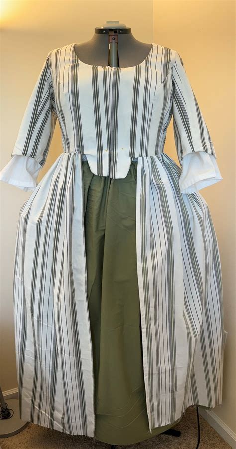 Striped Robe A Langlaise Th Century Gown Size Etsy