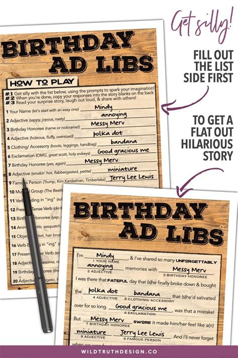 Adult Birthday Games Bundle For Men And Women Ad Libs Younger Or Older