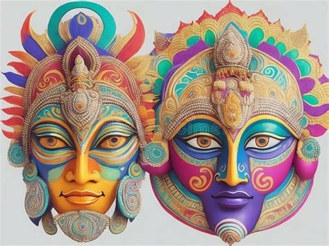 Traditional Masks of Sri Lanka Designed Using Ai Stock Illustration ...