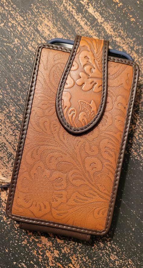 Splinters Western Hand Tooled Leather Cell Phone Holster Etsy