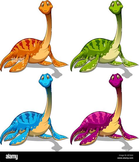 Dinosaurs With Long Neck Illustration Stock Vector Image Art Alamy