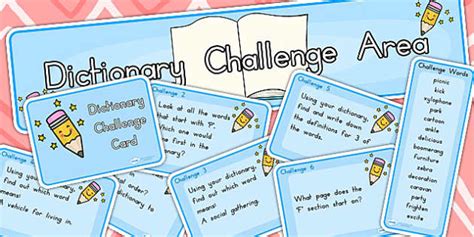 Dictionary Challenge Area Pack Stick And Ball Twinkl