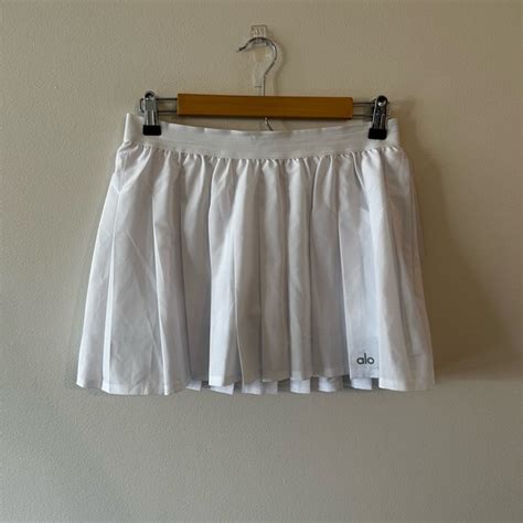 Alo Yoga Skirts Womens Alo Yoga White Varsity Pleated Tennis Skirt