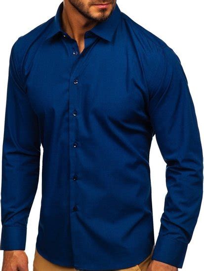 Camisa Elegante De Manga Larga Para Hombre Azul Oscuro Bolf 0001 Azul Oscuro