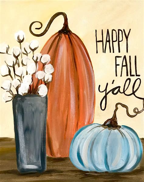 Happy Fall Yall Pumpkin Canvas Painting Autumn Painting Diy Canvas