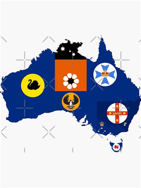 "Australian State Flags Map, Australia" Sticker for Sale by Celticana ...