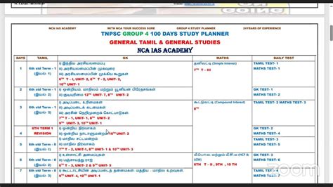 TNPSC GROUP 4 100 DAYS STUDY PLANNER YouTube