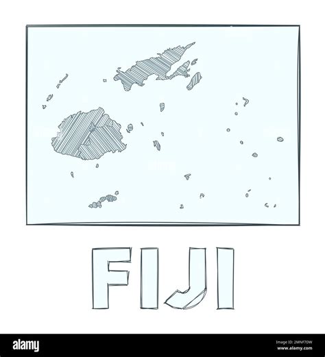 Sketch Map Of Fiji Grayscale Hand Drawn Map Of The Country Filled