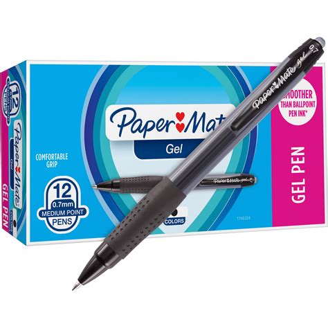 Paper Mate Retractable Gel Pens, Medium Point, 0.7 mm, Black Barrel ...