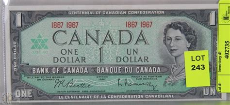 Canadian Centennial 1 Dollar Bill 1967