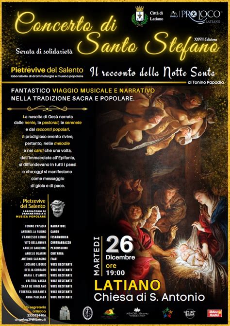 Concerto di Santo Stefano serata di solidarietà a Latiano Puglia Planet