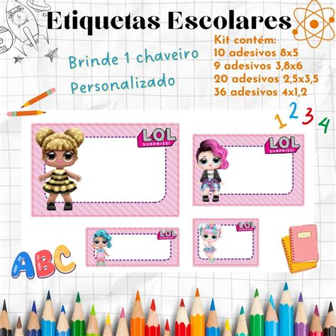 Etiqueta Escolar Lol Surprise Elo7 Produtos Especiais