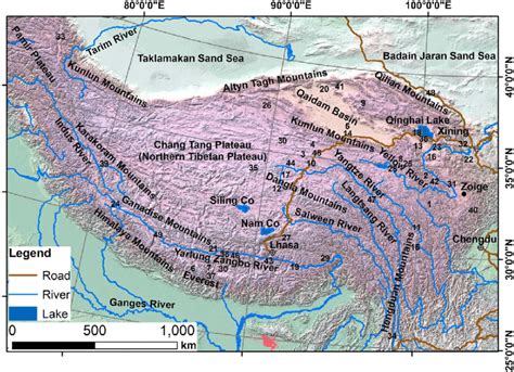 A map of the Tibetan Plateau, showing its geographical location and ...