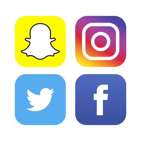 Social Media Icons And Logos Set Instagram Facebook Snapchat Twitter