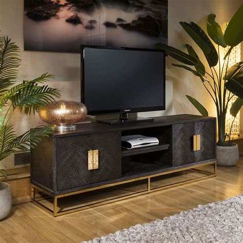 Black And Gold Tv Stand Inch Ilana Griffiths