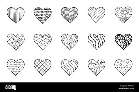 Set Of Doodle Hand Drawn Abstract Hearts Stock Vector Image And Art Alamy