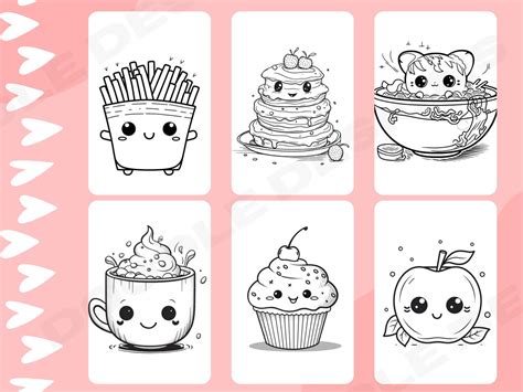 Kawaii Food Coloring Pages 50 Pages for Kids and Adults Cute Cartoon ...