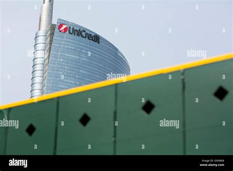 A Logo Sign Outside Of The Headquarters Of The UniCredit Group In Milan