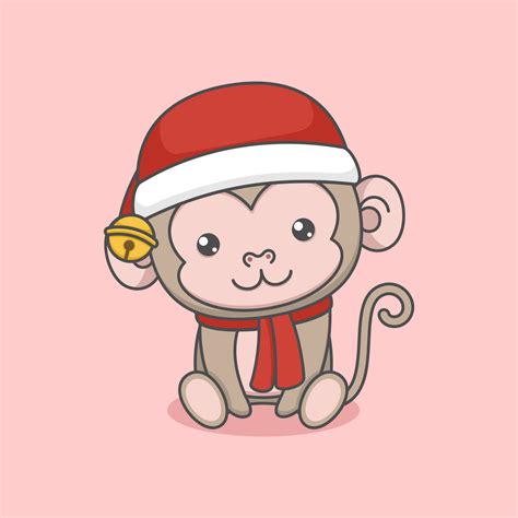 Cute Cartoon Sitting Christmas Monkey 3662727 Vector Art at Vecteezy