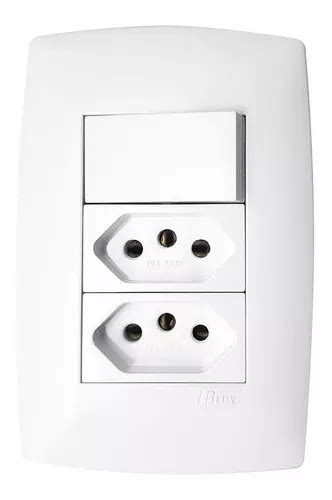 Conjunto Interruptor Simples Tomada Dupla A Home Blux Cor Branco