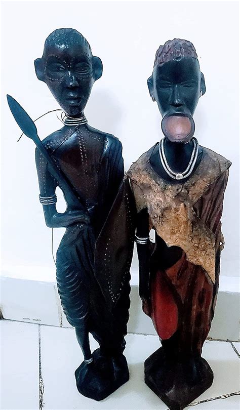 Amazon A Pair Of Vintage Ethnic African Carved Wooden Sculptures