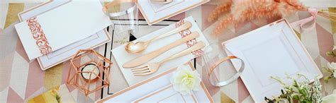 Wdf Pcs Rose Gold Plates With Disposable Silverware Plastic Plates