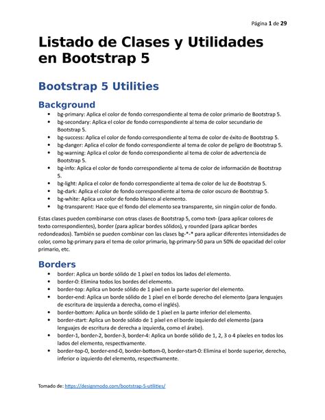 Listado De Clases Y Utilidades En Bootstrap 5 Listado De Clases Y