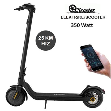 Citymate Gold 350 W 8 5 E Scooter Bluetooth Lu Siyah Elektrikli