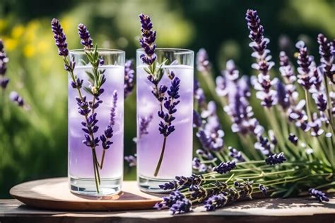 Premium Ai Image Lavender Bottles With Purple Flowers On A Tray