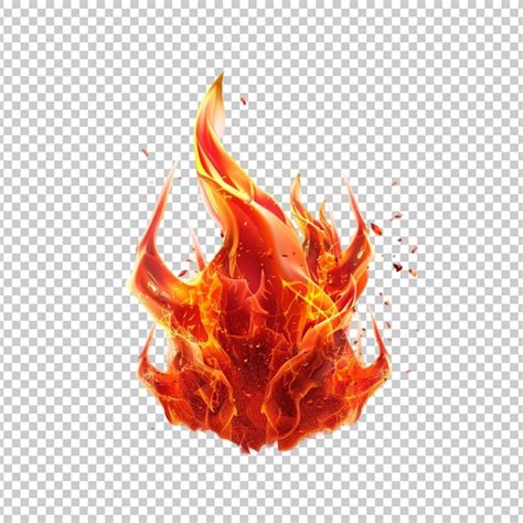 3d Fire Flame Icon With Burning Red Hot Sparks Isolated On White