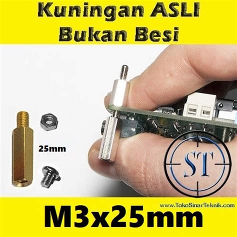 Jual Spacer Pcb M X Mm Slicer Kaki Dudukan Pcb Kuningan Metal Spaser