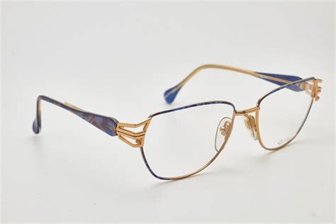 1980s Glasses Vintage Grasset Blue Gold Framehipster Gem