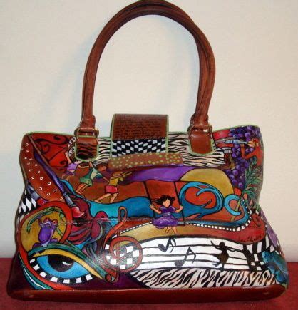 Custom Design And Acrylic Paint On Leather Bag Hand Painted Leather