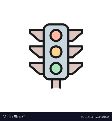 Traffic light signal flat color line Royalty Free Vector