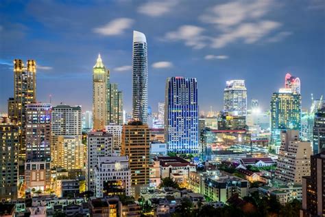 Premium Photo | Bangkok city skyline and skyscraper at night in Bangkok ...