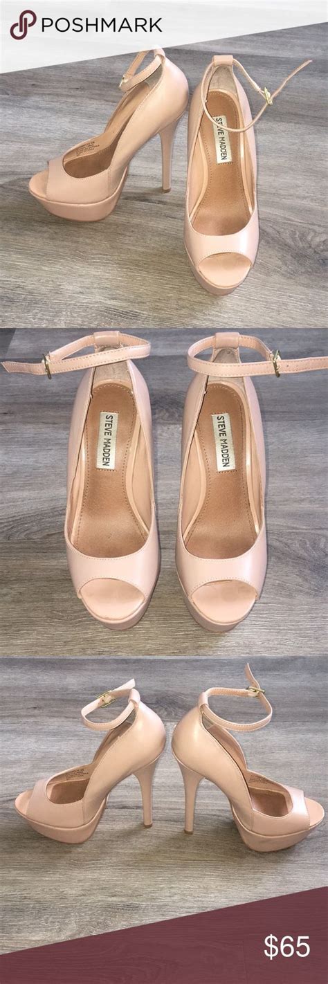 Steven Madden Nude Pumps Open Toe Heels With Ankle Straps