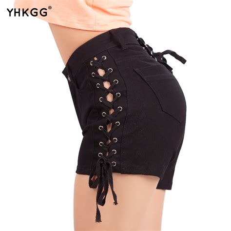 Yhkgg Summer Hole Denim Sexy Jeans Shorts Women High Waist Black Short