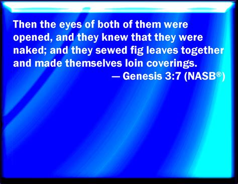 Genesis 3 7 And The Eyes Of Them Both Were Opened And They Knew That They Were Naked And They