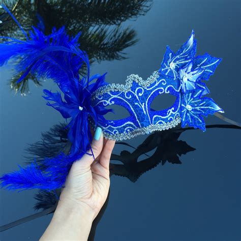 Feather Masquerade Mask Masquerade Mask Royal Blue By 4everstore