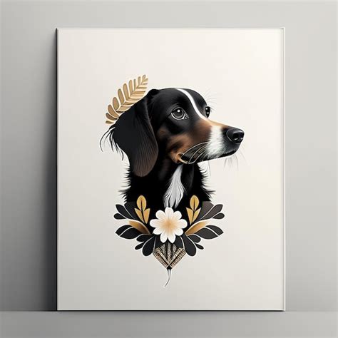 Premium AI Image | Dog minimalist illustration with soft color elements ...