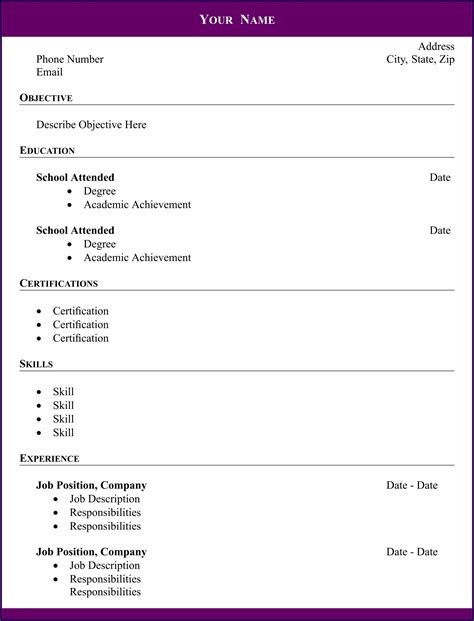 Free Printable Resume Templates