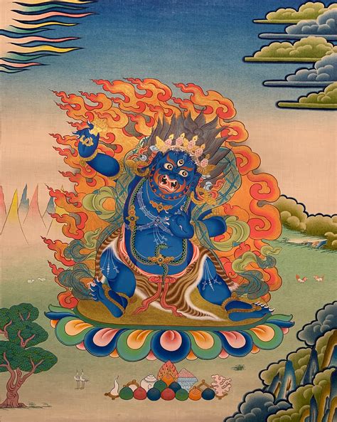 Vajrapani Thangka Painting Wrathful Tibetan Buddhist Etsy Thangka