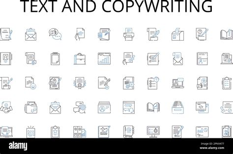 Text And Copywriting Line Icons Collection Strategy Branding