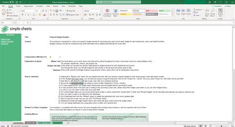 Projects Budget Template Excel Template - Simple Sheets