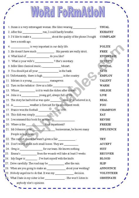 Word Formation Worksheet With Words In The Middle And Lowercase Letters