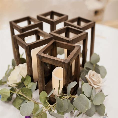 12 Pcs Wooden Wedding Lantern Centerpiece Rustic Wedding Table Decoration