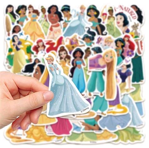 50PCS SET DINSEY PRINCESS CARTOON WATERPROOF STICKERS SNOW WHITE